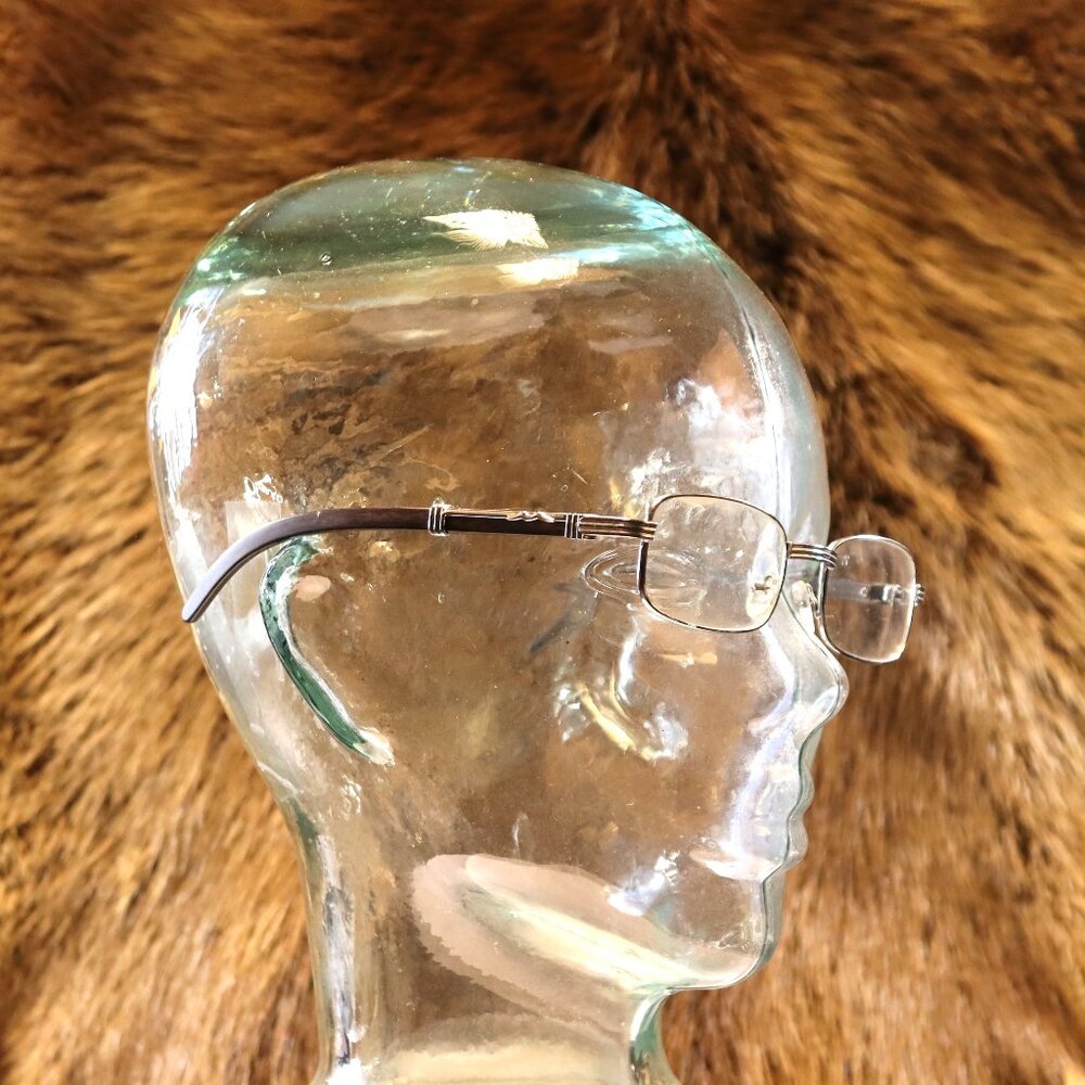 Rimless Rectangle Eyeglasses with Etched Silver Arms - Picture 1 of 2